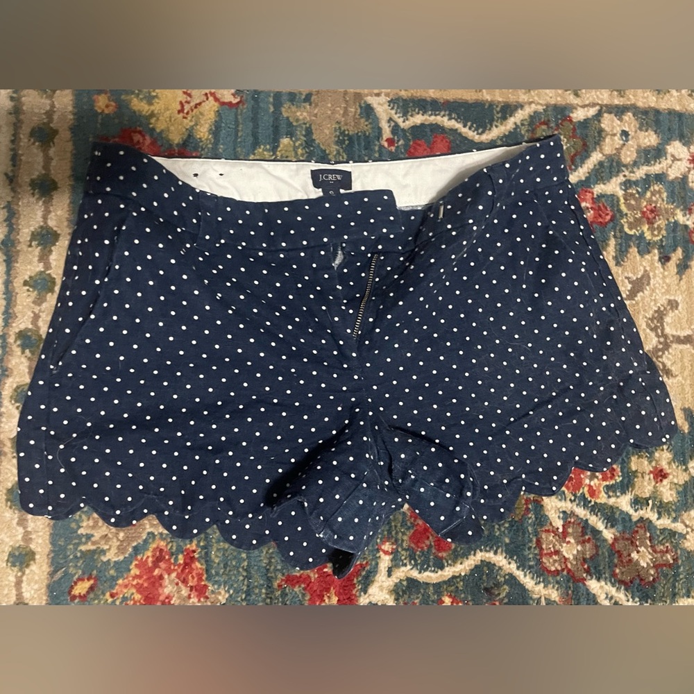 J. Crew Dark Blue Polka Dot High Waist Shorts